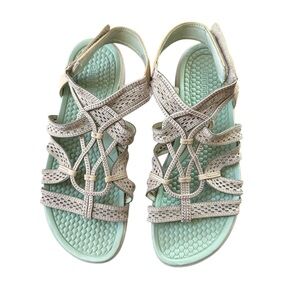 Baretraps Strappy Sandals Beige Green Sz 9.5